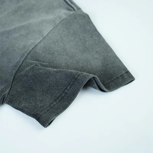 เสื้อยืดคอกลมสำหรับผู้ชายผ้าคอตตอน100% ซักได้ระบายอากาศยาวทรงโอเวอร์ไซส์ผ้าย้อมสีเรียบ - Product Image 6