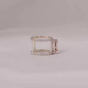 แหวนทองแข็งแบบ14KT แหวนเพชรที่เจียระไนจากมรกตสีชมพูใช้ในห้องปฏิบัติการออกแบบได้ตามต้องการด้วยแหวนหมั้นเพชรดีไซน์ที่ไม่เหมือนใคร - Product Image 5