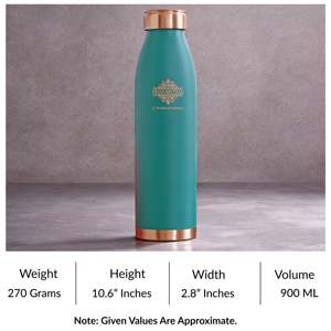 Modern 900 ML Pure Copper Vacuum <b>Bottle</b> with Lacquer Coated Silk Finish Designed for Travel - Product Image 6