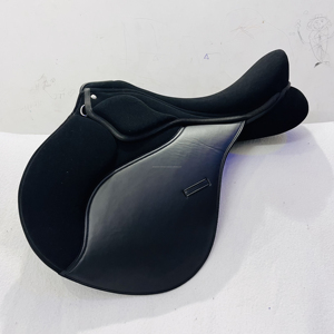 Sillín de salto de cuero sintético de bajo precio para equitación ecuestre con contraste de pespuntes - Product Image 4