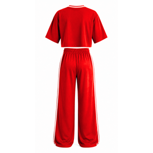 Custom Delta Sigma Theta Sorority Woven Breathable Workout Set with Sublimation Logo Front red <b>White</b> short Sleeve for Female - Product Image 3