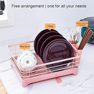 Escurridor de platos pequeño multifuncional Diseño único Estante de platos y platos de acero inoxidable para instalación de tipo de soporte de fregadero de cocina - Product Image 3