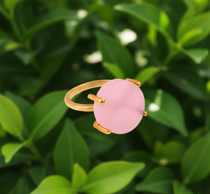 Anillo de Compromiso y Boda Hecho a Mano para Mujer, Chapado en Oro, con Piedra de Cuarzo Rosa Clásica de Color Hidro, Plata de Ley 925, Sin Níquel - Product Image 2