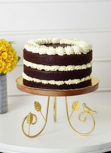 Soporte de pastel de madera con hoja de base de metal dorado y diseño de pájaro para fiestas, bodas y decoración del hogar - Product Image 5