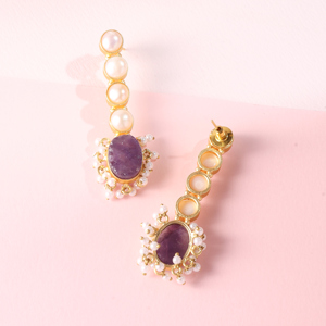 Pendientes de Araña Vintage de Latón Chapado en Oro de 18K con Perlas de Imitación en Forma de Constelación Étnica para Mujer, Ideales para Bodas y Eventos - Product Image 1