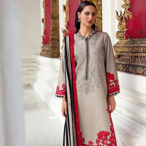 Famoso diseñador damas ropa de invierno kameez shalwar tela de lino trajes de estilo pakistaní para mujeres bordado impreso Lenin - Product Image 1