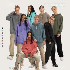 เสื้อมีฮู้ดแบบสวมหัวมีฮู้ดโอเวอร์ไซส์ผ้าฝ้าย100% ซักได้420กรัมวินเทจปกมีฮู้ดออกแบบสำหรับผู้ชายและผู้หญิง - Product Image 2