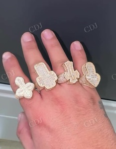 Différents Design Hip Hop Mens Ring VVS Moissanite Sterling Silver Cross Crist Iced Out Anneaux Usine En Gros Bijoux De Luxe - Product Image 2