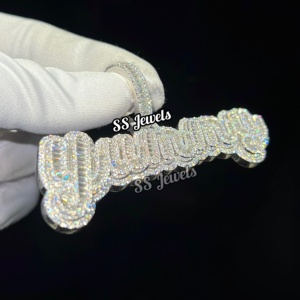 จี้รูปตัวอักษรประดับเพชรแบบกำหนดเองสำหรับทั้งชายและหญิง CVD HPHT iced Baguette ของขวัญวันเกิดที่สมบูรณ์แบบสำหรับผู้ชายในสไตล์ฮิปฮอป - Product Image 4