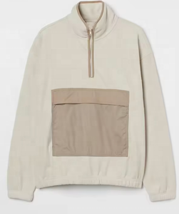 Custom Logo Bulk High Quality Pocket Custom Color Block Design Embroidery Fleece Half Zip Hoodie - Product Image 2