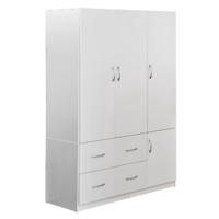 Armoire de chambre à coucher contemporaine de style minimaliste moderne en panneaux de bois à 4 portes avec 2 grands tiroirs pour appartement, hôtel, villa