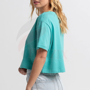 Camisetas Cortas de Lona Personalizadas para Mujer, Transpirables, de Secado Rápido, MOQ Bajo, Ropa Casual de Verano en Color Liso, Más Vendidas - Product Image 2