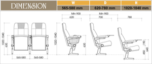 Chaise d'auditorium de haute qualité avec tablette d'écriture pliable pour salles de formation et établissements académiques - Product Image 6