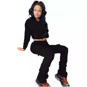 Pantalon d'hiver à manches longues en polaire épaisse solide Ensemble deux pièces Tenues pour femmes Survêtement de sport - Product Image 5