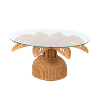 Table Console festonnée en rotin de palmier Table basse en osier faite à la main Table basse nordique Logo personnalisé et emballage au Vietnam