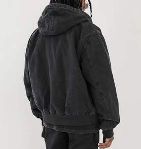 Wholesale 450gsm Heavyweight <b>Y2K</b> Blank Oversized Boxy <b>Zip</b> <b>up</b> <b>Hoodie</b> Vintage Sunfaded Acid Wash Cropped <b>Hoodie</b> for Men - Product Image 2