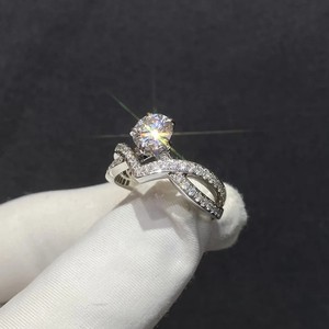 14K or massif 925 argent luxe laboratoire cultivé princesse coupe bague de fiançailles VVS clarté IGI certificat femmes bijoux de mariage - Product Image 1