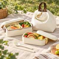 Fabrik-Großhandel Tragbare 304 Edelstahl Doppelschicht-Lunchbox Bento-Behälter-Set für Büro, Schule, Camping
