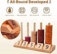 Juguetes de conteo de madera unisex, juguetes educativos de matemáticas y bloques de números, clasificador de formas para niños de todas las edades