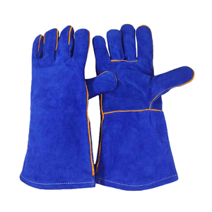 Guantes de Soldadura de Cuero Azul, Resistentes al Agua y al Calor, Guantes de Seguridad Personalizados, No Rígidos, Impermeables - Product Image 3