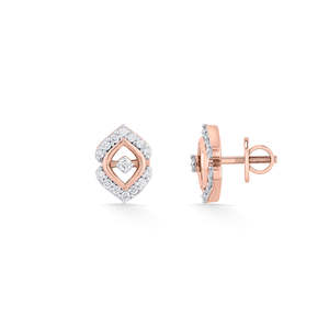 Boucles d'oreilles clous Prismara géométriques en zircon et perles, plaquées or rose ou or blanc, pour mariage, fiançailles, anniversaire - Product Image 5