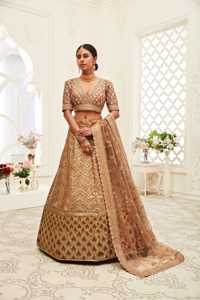 Rich Brown Zari Work Lehenga Bollywood Indian Pakistani Wedding Bordado pesado Hecho a mano Diseñador nupcial de lujo Dupatta - Product Image 2