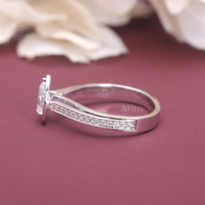 IGI Certified Pear Cut Lab Grown Diamond Bezel Set Engagement <b>Ring</b> 18K White / Rose & Yellow Gold Pave Shank Solitaire <b>Ring</b> - Product Image 5