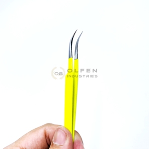 Pince à épiler jaune Offre Spéciale pince à épiler en acier inoxydable pointe incurvée - Product Image 2