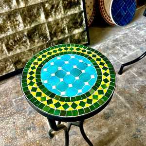 Table d'appoint en mosaïque éblouissante: Art irisé-Table basse bleue-Table d'appoint-Décor de salon-Cadeau - Product Image 3