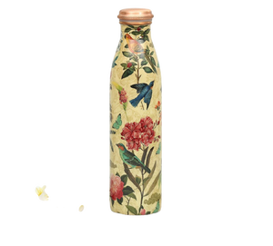 Bouteille d'eau de voyage en cuivre de qualité supérieure avec un design floral, ustensiles de cuisine émaillés et fabriqués en Inde, best-seller - Product Image 6