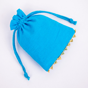 Vente chaude Petit Cordon Logo Personnalisé Coton Collier Pochette À Bijoux, Indien À La Main Faveur De Mariage Cadeau Emballage Sac En Gros - Product Image 4