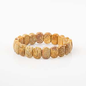 Pulsera de Coral Fósil Natural con Corte Ancho - Product Image 1