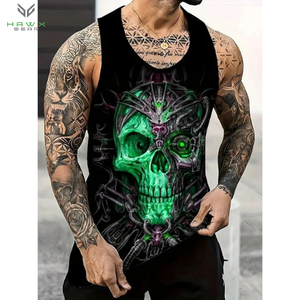 Camiseta sin mangas transpirable para deportes diarios para hombre, cómoda, sin relleno, sin mangas, chaleco de cuello estampado Simple, camiseta sin mangas de talla grande para hombre - Product Image 3