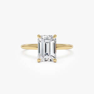 Anillo de Compromiso Glamuroso con Diamante Cultivado en Laboratorio, Corte Esmeralda, Halo Oculto, 2.10 Ct, E-F VS, Oro de 14K, para Ocasiones Especiales y Fiestas - Product Image 1
