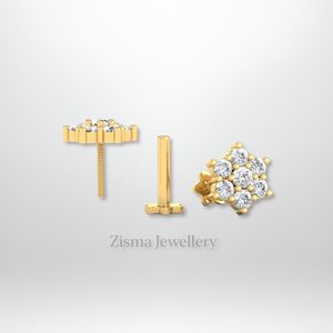 ต่างหูสตั๊ดเพชร14K สีทอง7เม็ด VVS Def เครื่องประดับเพชรที่ปลูกในห้องทดลองจริงได้รับการรับรอง iggia เครื่องประดับขายส่งกำหนดเอง - Product Image 6