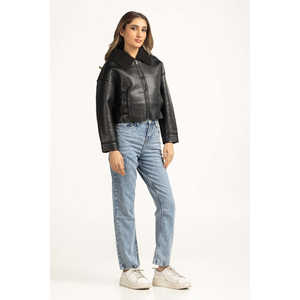 Chaqueta de Piel de Oveja Sintética Cortavientos para Mujer WM-JKT-WS24-025 Temporada de Otoño Tallas Grandes 3XL 5XL con Ribete de Piel y Spandex - Product Image 6