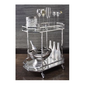 Metal <b>Bar</b> Cart with Wine Rack Glass <b>Shelves</b> and Wheels for Dining Room Kitchen Living Room and Elegant Home Cocktail Serving - Product Image 4