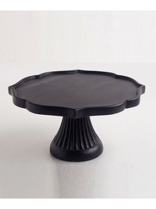 Support à gâteau noir élégant avec bord festonné, base cannelée, surface durable et alimentaire, présentoir à desserts stylé - Product Image 2
