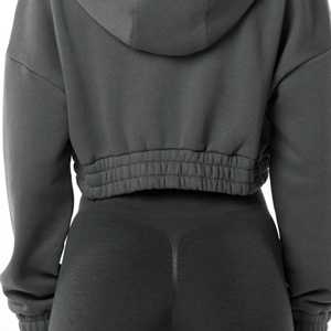 High Quality Custom Logo Full-Zip Crop Hoodie for Women Drop Shoulder Style Oversized Fit Sequined Star Figure Enterprises Badge - Product Image 6