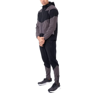 Ensemble de survêtement à capuche pour homme, respirant, imprimé noir et blanc, sweat-shirt à manches longues, poches latérales, doublure en polaire, 100% coton - Product Image 5