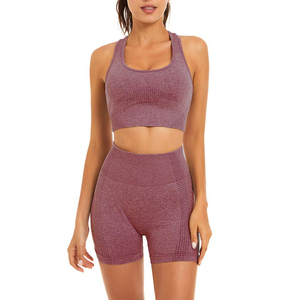 Short de yoga taille haute pour femme soutien-gorge de sport ensemble de butin tenues d'entraînement de gymnastique 2 pièces ensembles d'entraînement de gymnastique de forme physique - Product Image 4