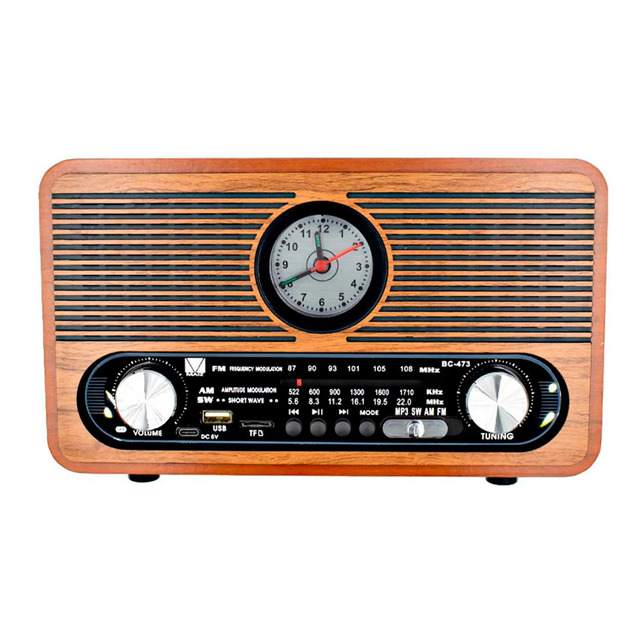Portable Retro Radio FM SW AM Built-In Speaker MDF Wood-Assorted Colors Model BC-473