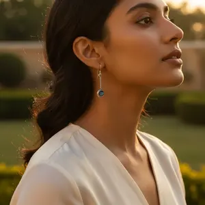 Boucles d'oreilles pendantes en argent 925 avec labradorite pour femmes, cadeaux de mode - Product Image 2