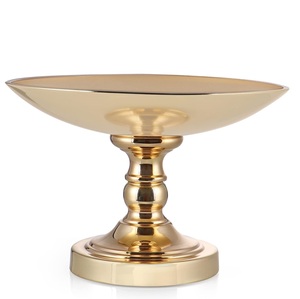 Bol de rangement à grande hauteur or Plat rond moderne élégant avec bord dentelé Bol métallique pour la maison ou le bureau Déco de Noël - Product Image 1