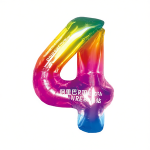 Ballon de fête en forme de chiffre 4 multicolore de 80 cm, en aluminium, rempli d'hélium, décoration de fête - Product Image 2