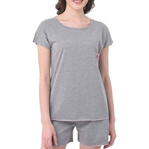 Conjunto corto informal con logotipo personalizado del fabricante para mujer Conjunto corto de camiseta lisa transpirable con capacidad OEM - Product Image 1