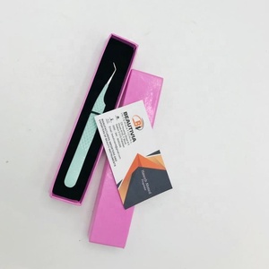 Pince à épiler professionnelle d'extension de cils à poignée en diamant Extensions de cils en fibre pointue en acier durable à 45 degrés de marque privée - Product Image 3