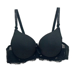 Completo reggiseno da donna a pois, coppa 1/2, confortevole, morbido, traspirante, in cotone, senza ferretto, push-up, con fiocco decorativo, chiusura posteriore in pizzo monopezzo - Product Image 3