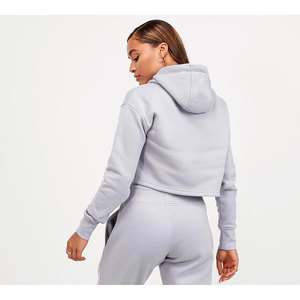 Hoodie court en tricot personnalisé pour femme avec badge, en coton molletonné français de haute qualité - Product Image 6
