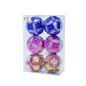 Adornos navideños de plástico hechos a mano de alta calidad, 6 uds., 10cm, acabado brillante, colores surtidos - Product Image 5